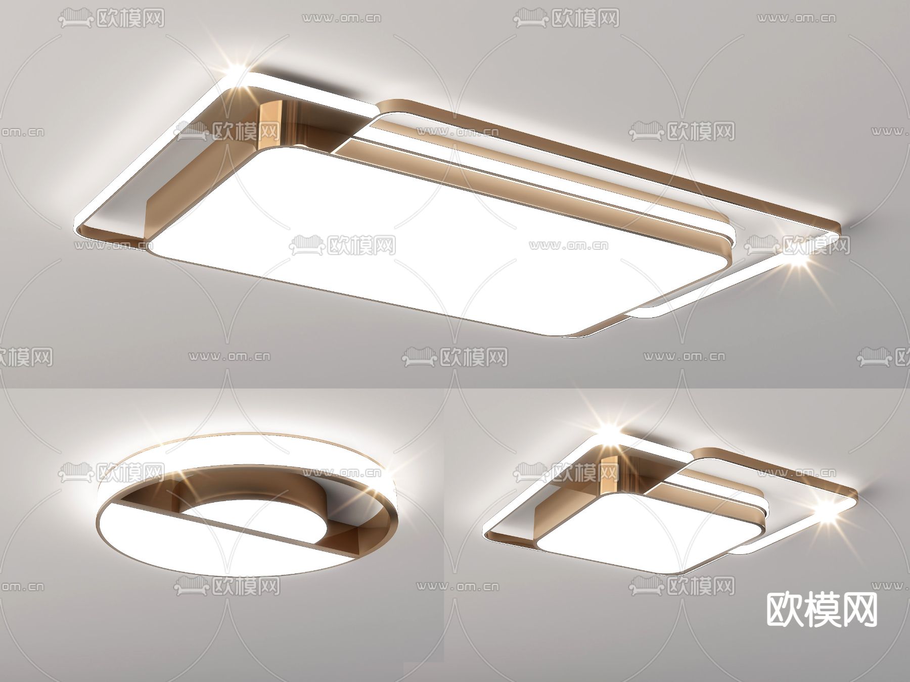 现代金属几何吸顶灯3d模型下载
