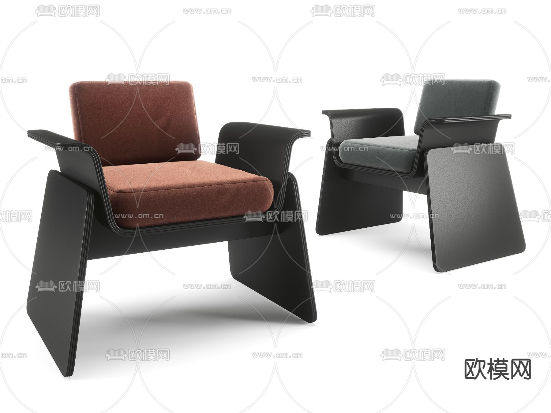 现代布艺休闲椅su模型