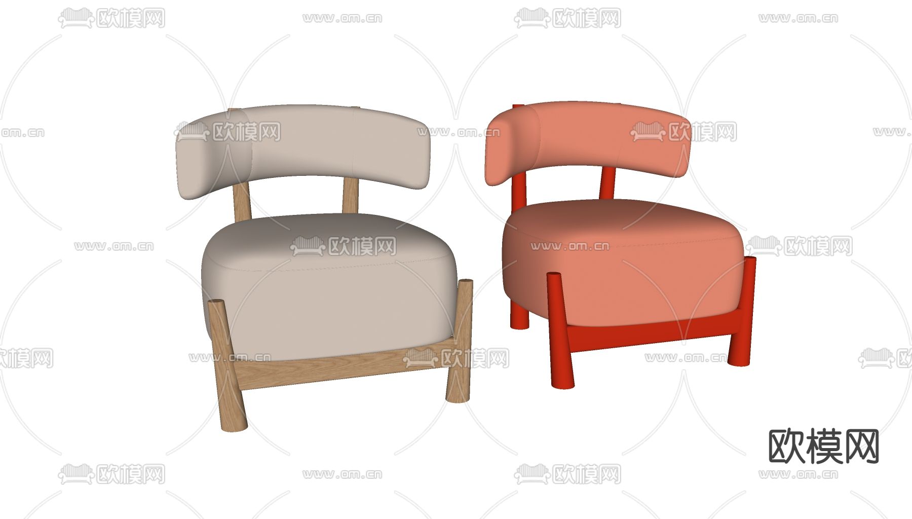 现代布艺休闲椅su模型