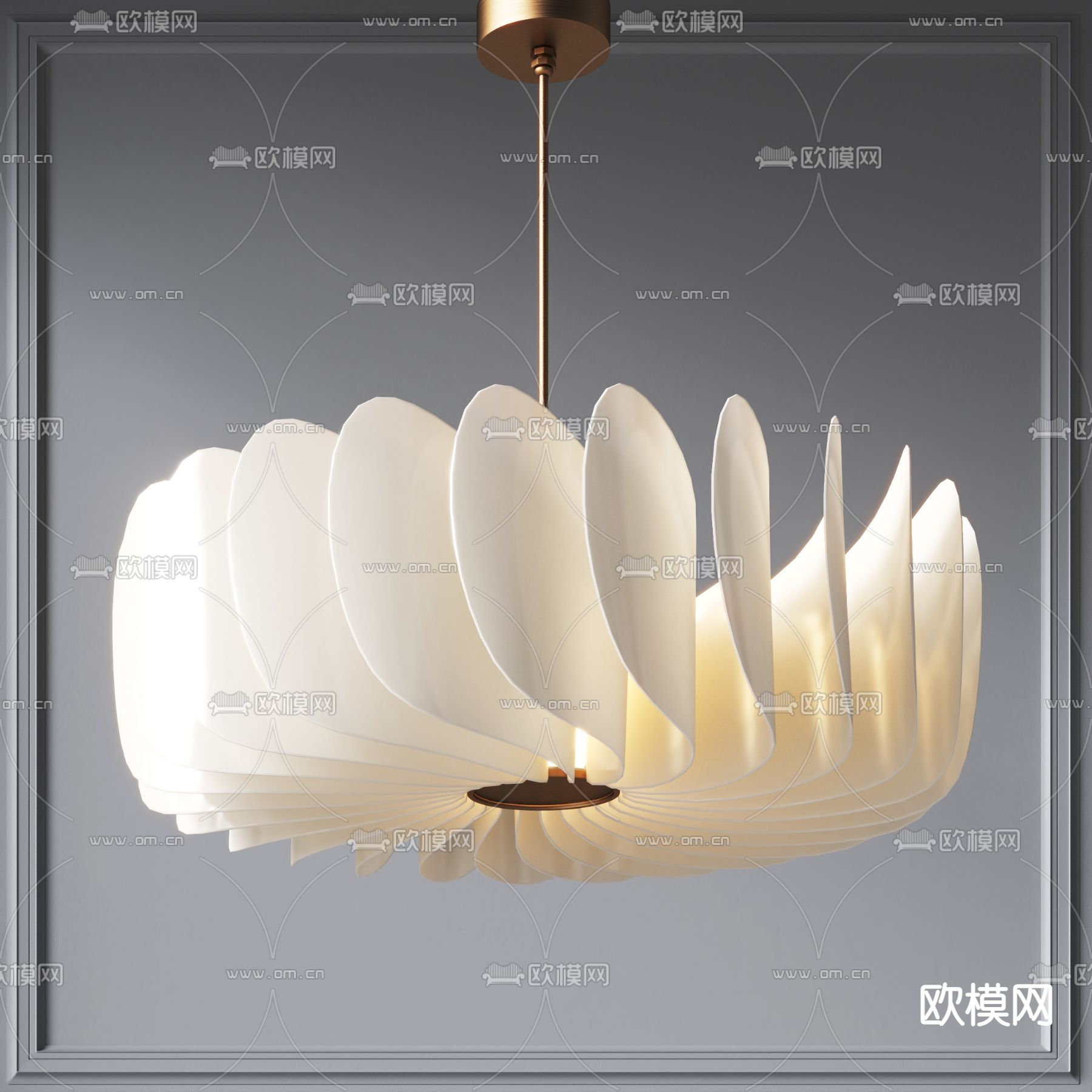 侘寂风白色装饰吊灯3d模型下载