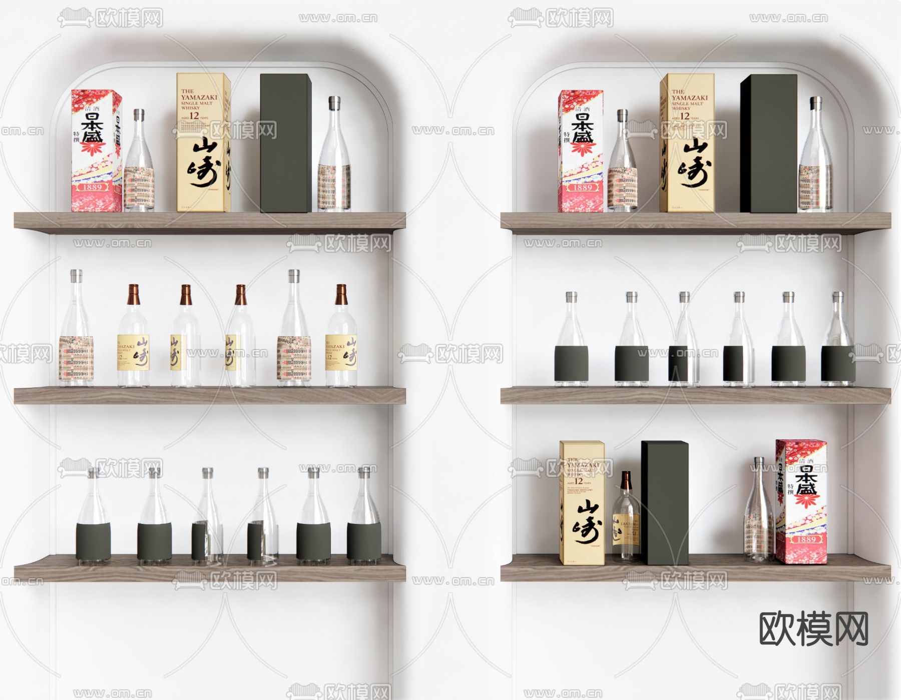 现代酒瓶白酒su模型下载（渲染图1）