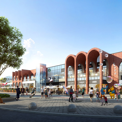  现代住宅商业街su模型 