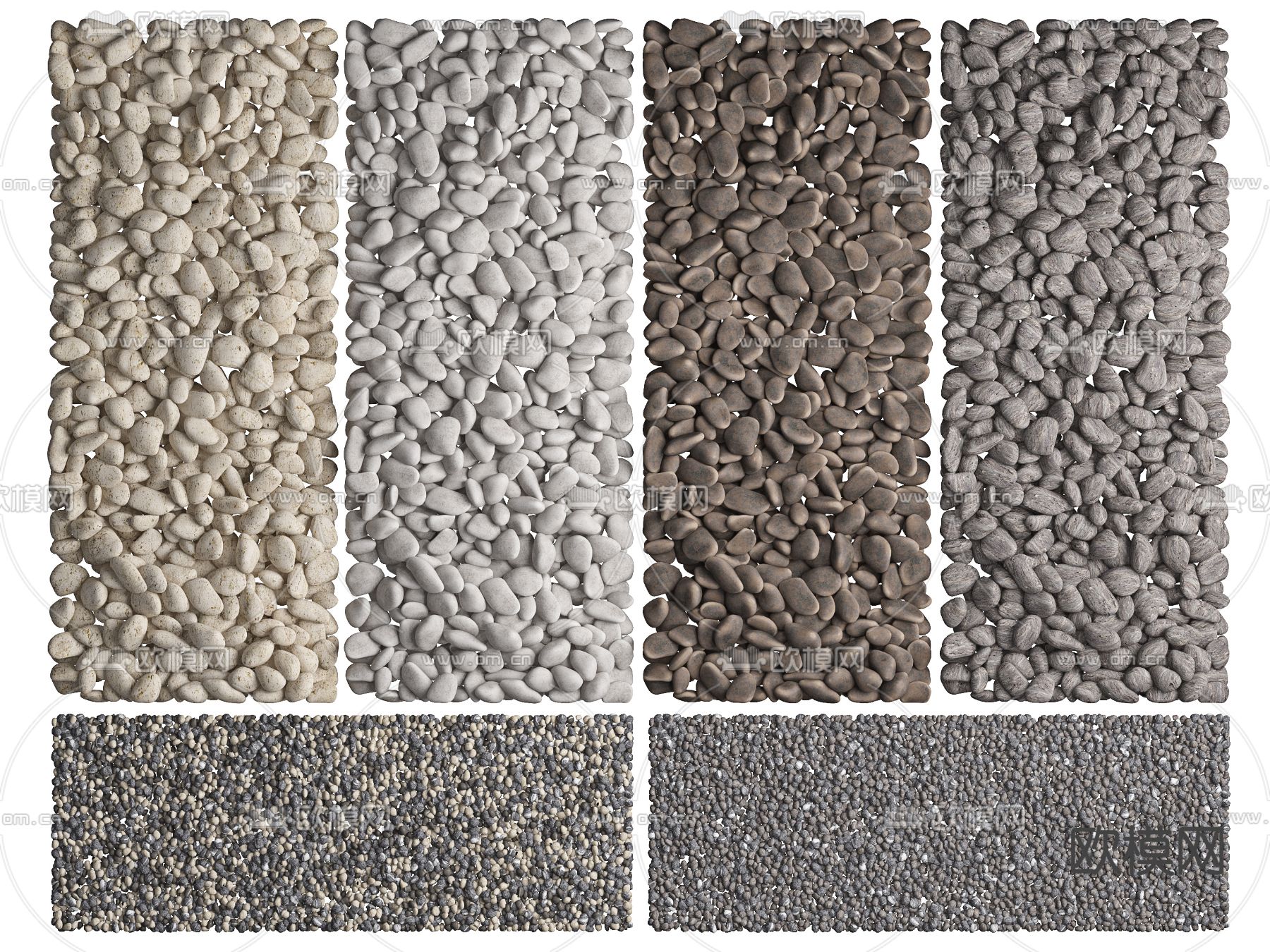 现代鹅卵石3d模型下载