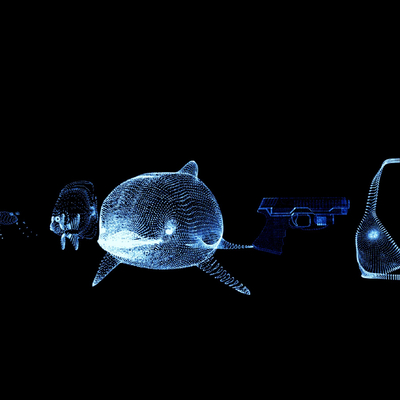  现代景观发光几何体su模型 