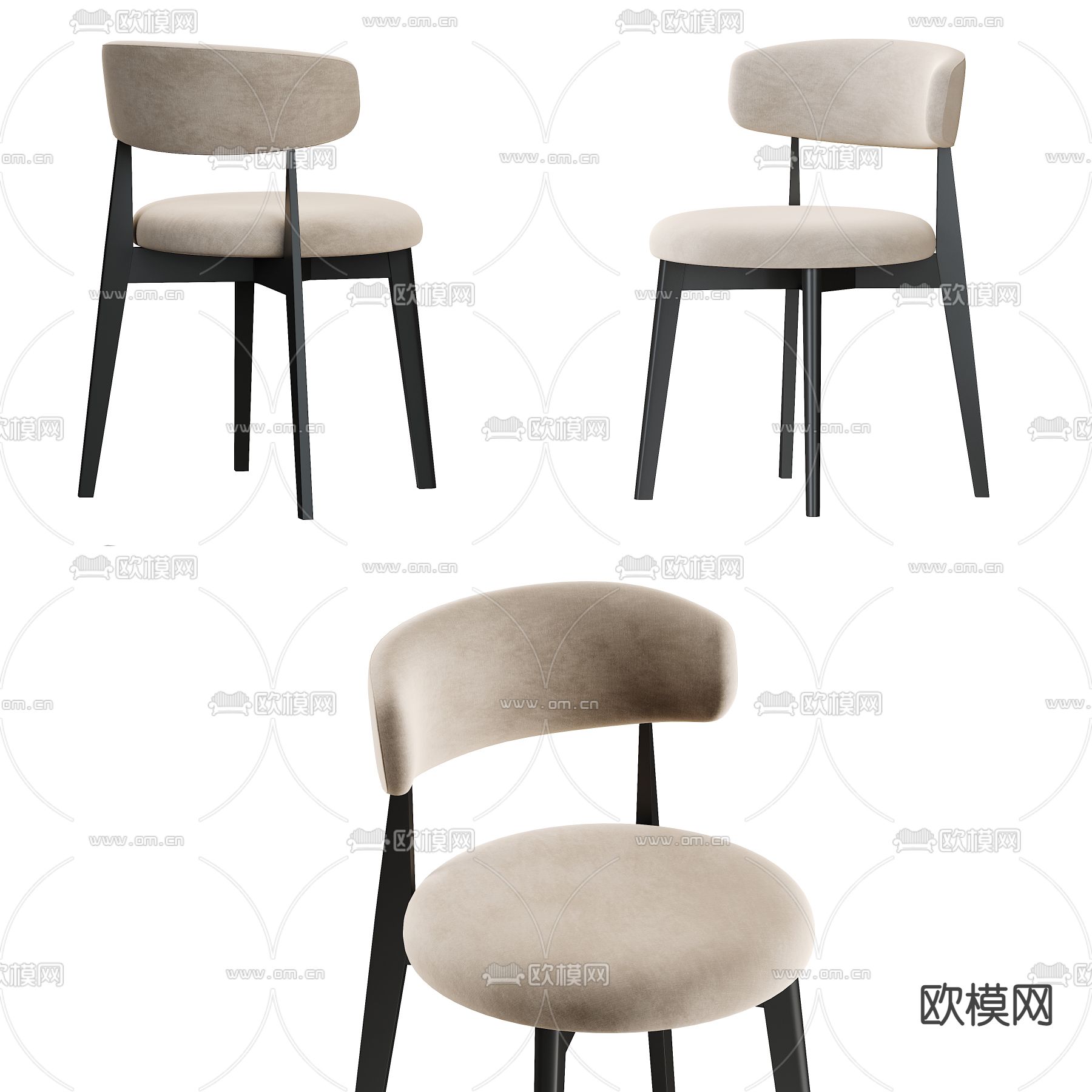 现代布艺餐椅su模型