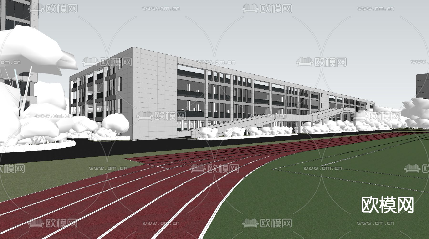 现代停车楼su模型下载（渲染图2）