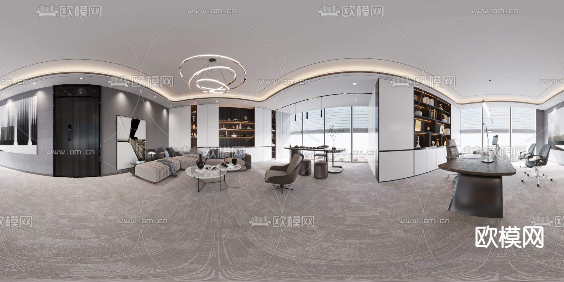 现代总经理办公室vr全景3d模型-免费3dmax模型库-欧模网