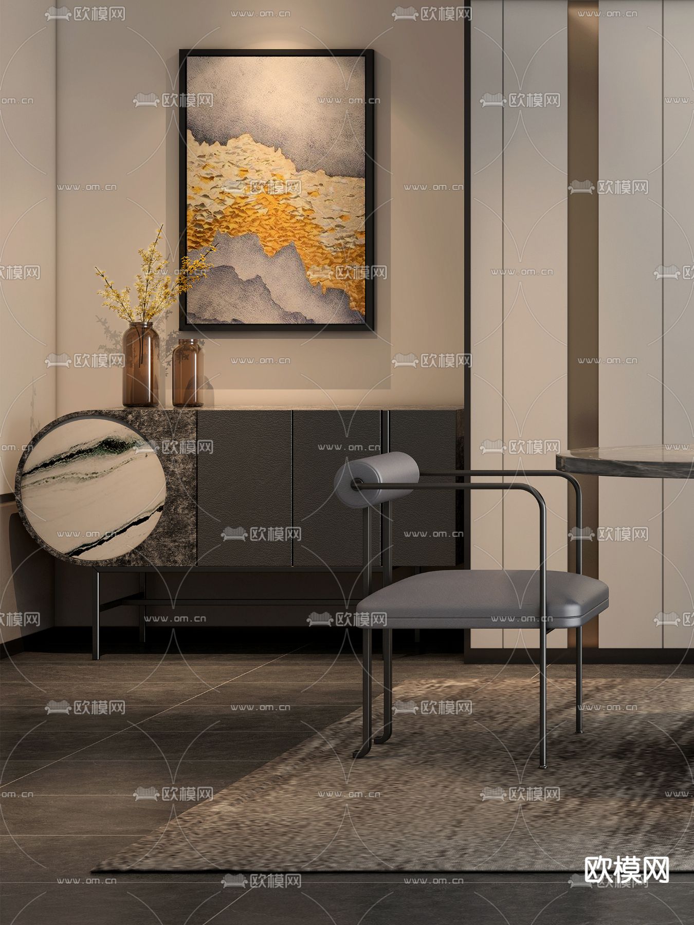 现代茶室3d模型下载（渲染图2）