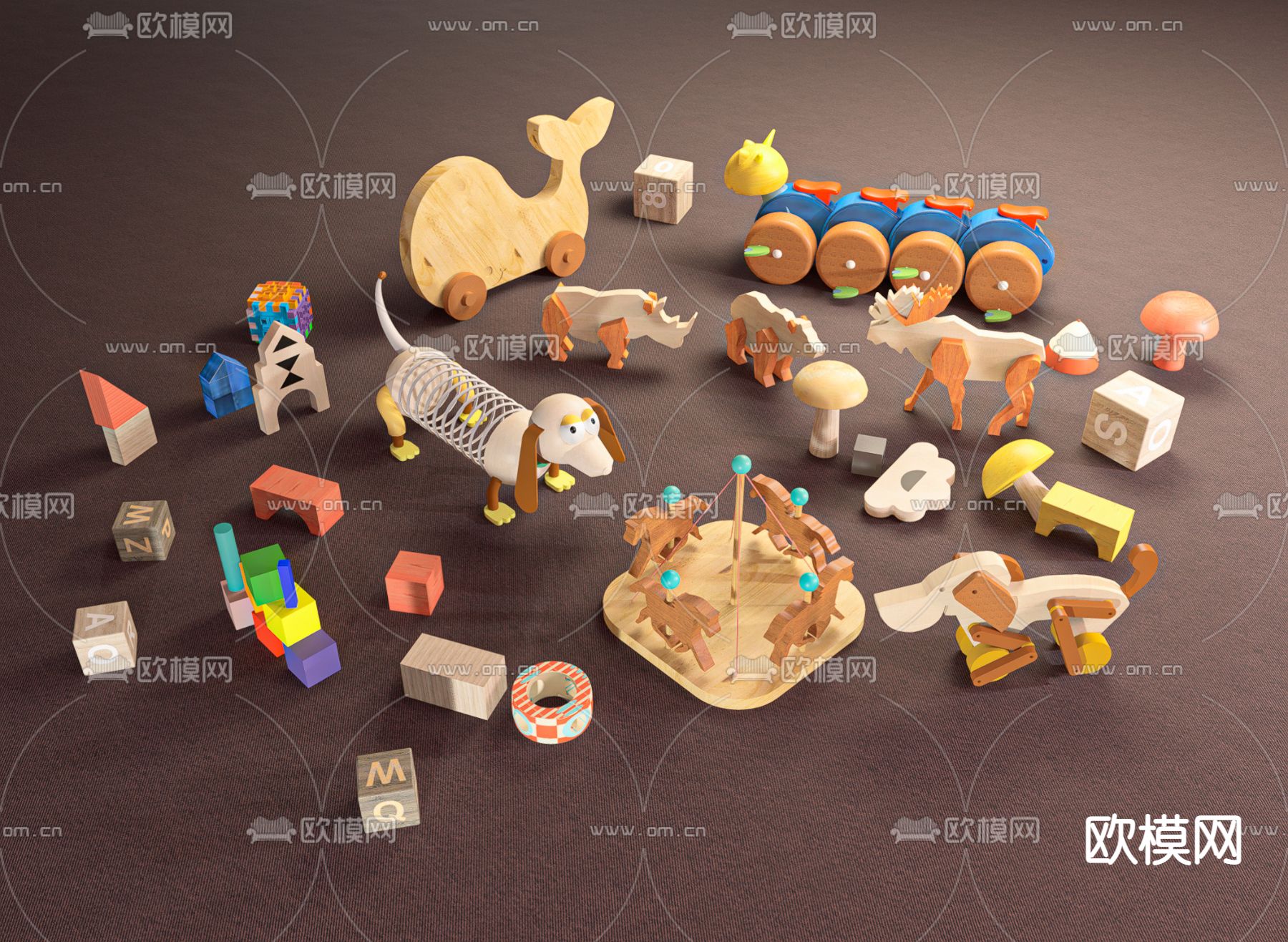 现代儿童积木玩具su模型下载（渲染图1）