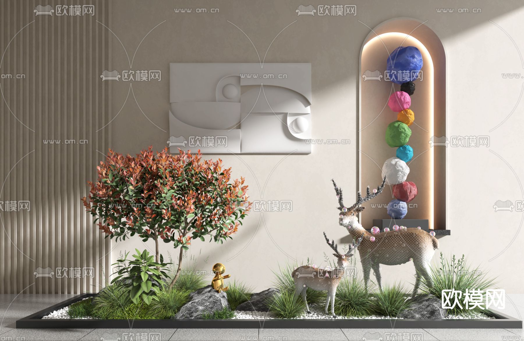 现代室内景观小品3d模型下载_ID11909388_3dmax免费模型-欧模网