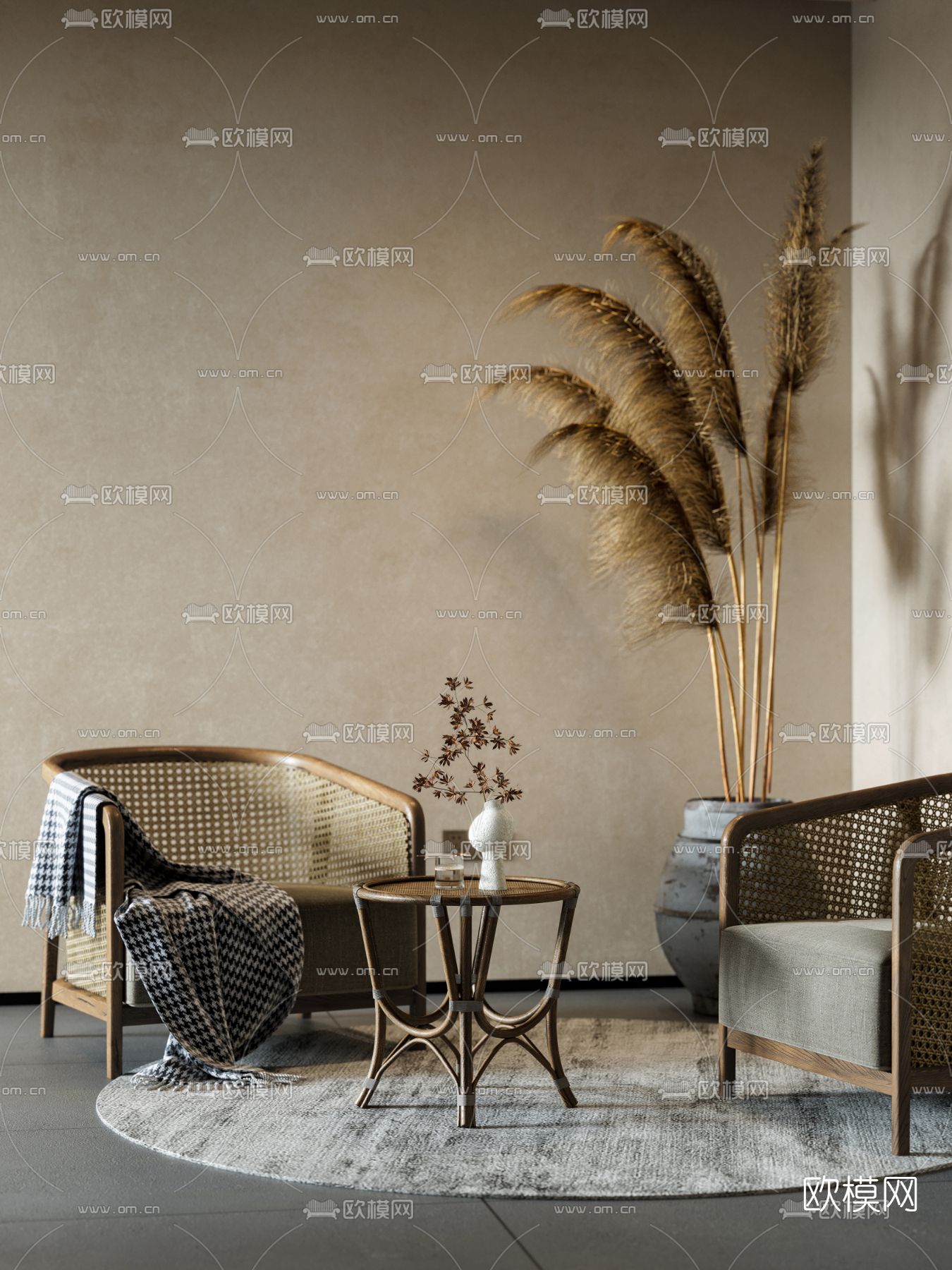 侘寂茶室3d模型下载（渲染图2）