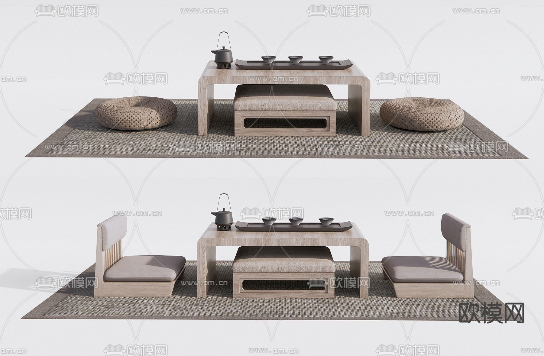 日式榻榻米茶台su模型下载（渲染图1）