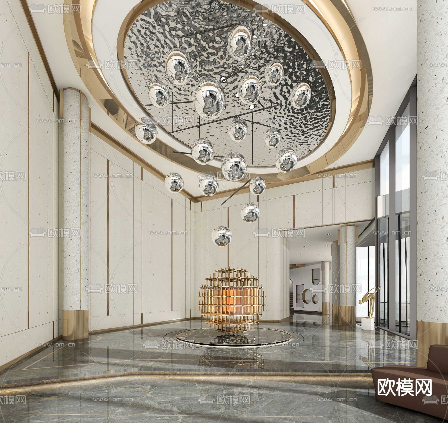 现代售楼处大堂su模型