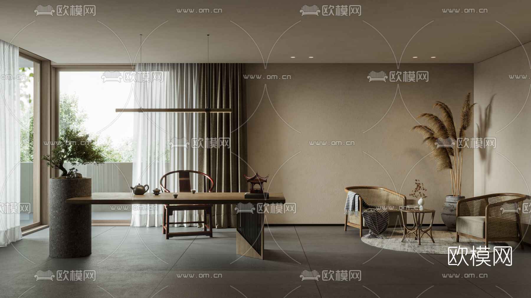 侘寂茶室3d模型下载（渲染图1）