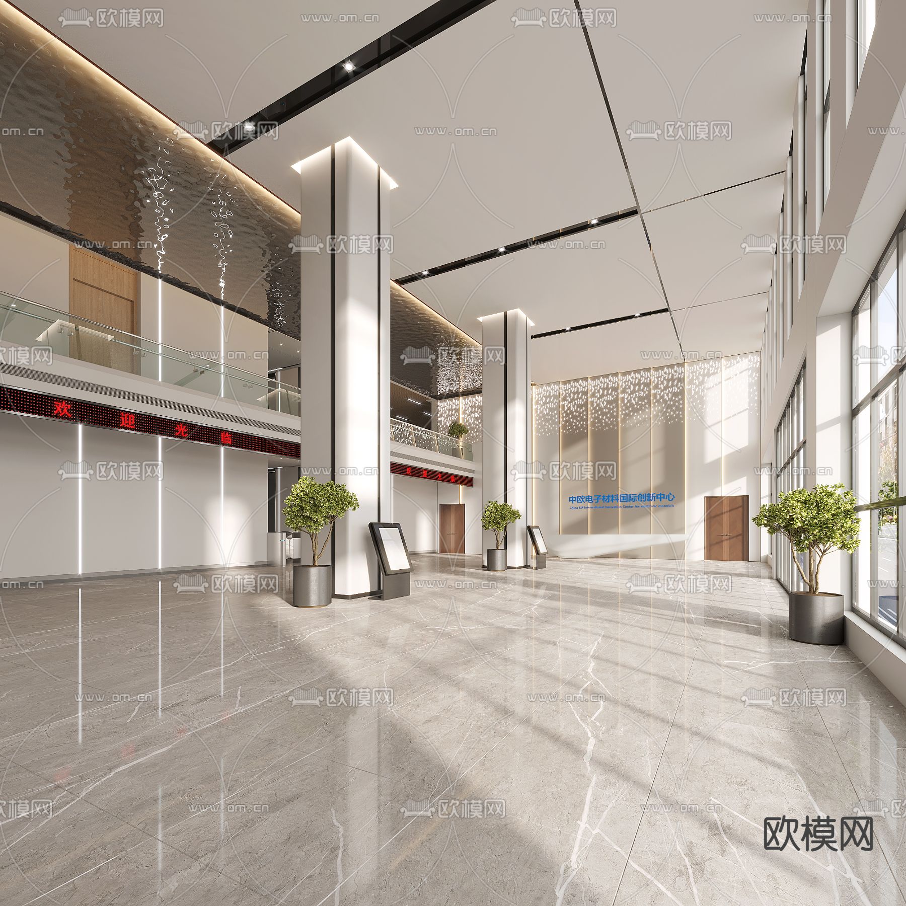 现代办公楼大堂3d模型
