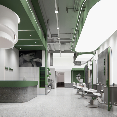  现代美发店su模型 