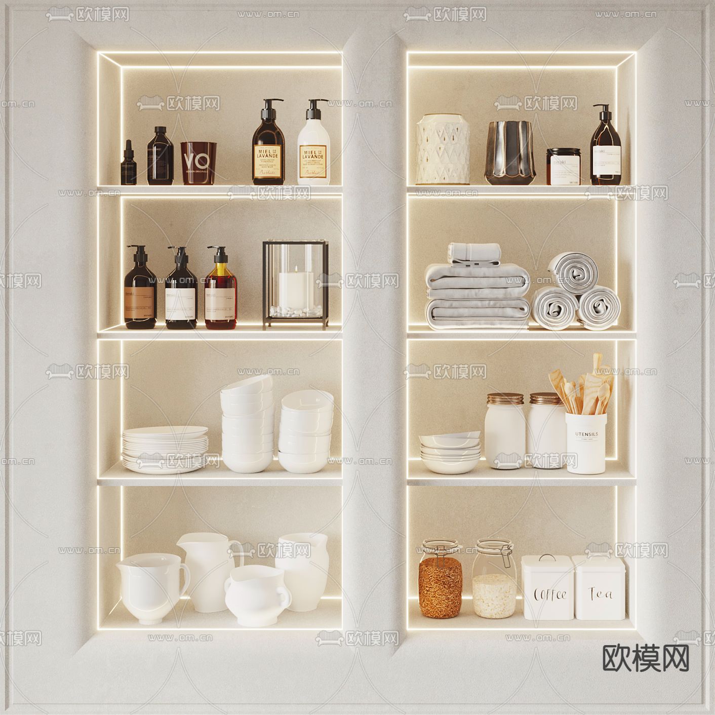 现代洗浴用品su模型下载（渲染图1）