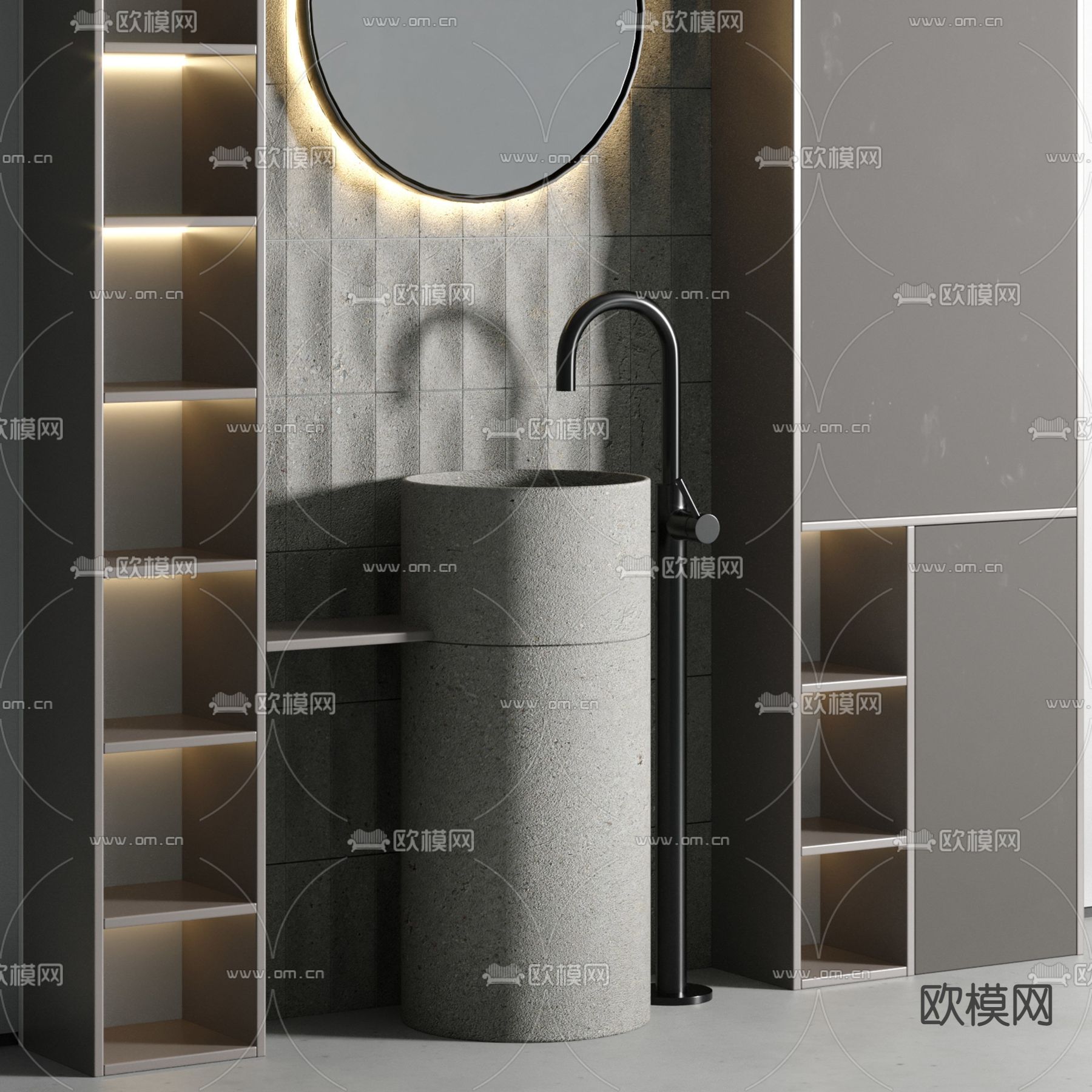现代立柱式洗手台3d模型