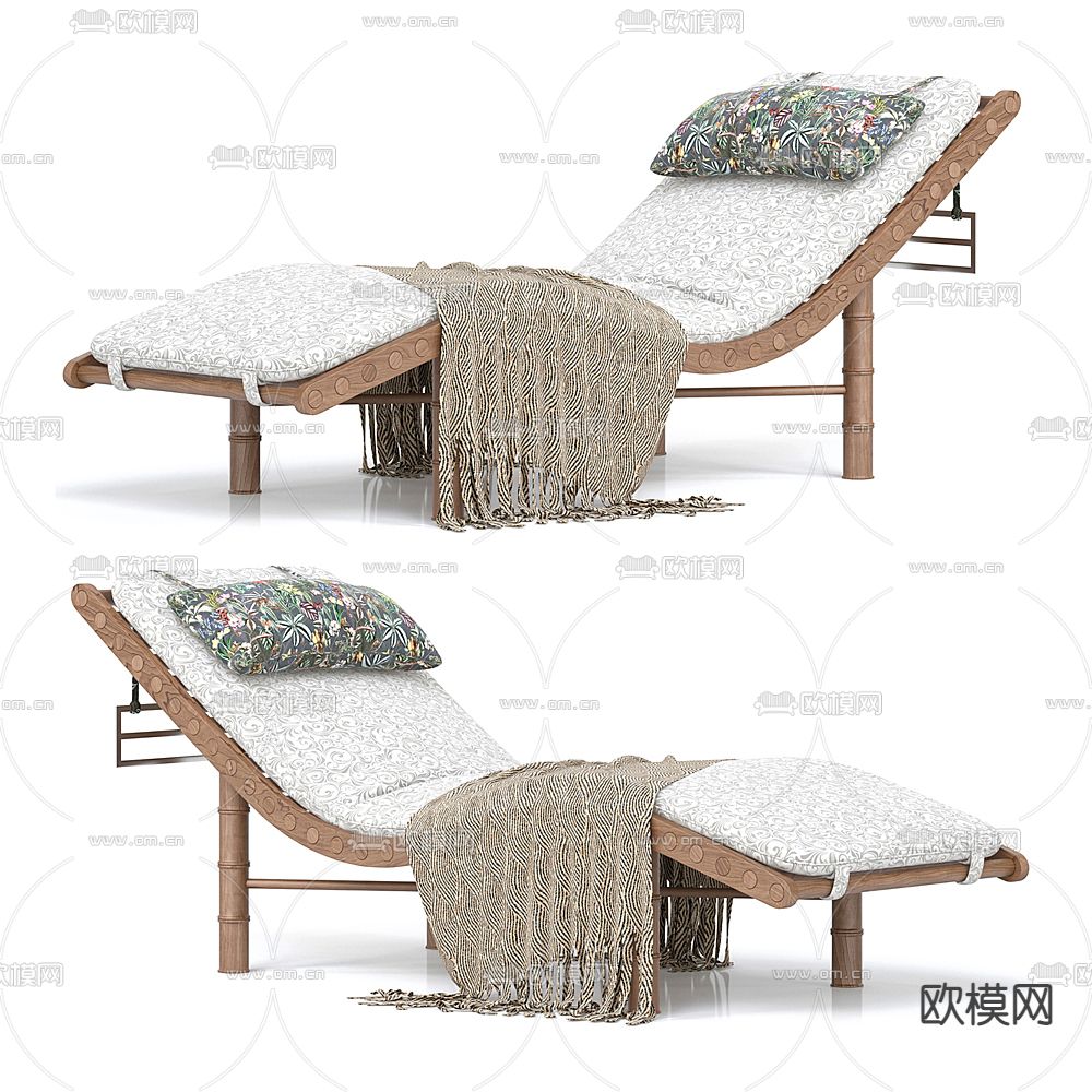 现代布艺休闲躺椅3d模型