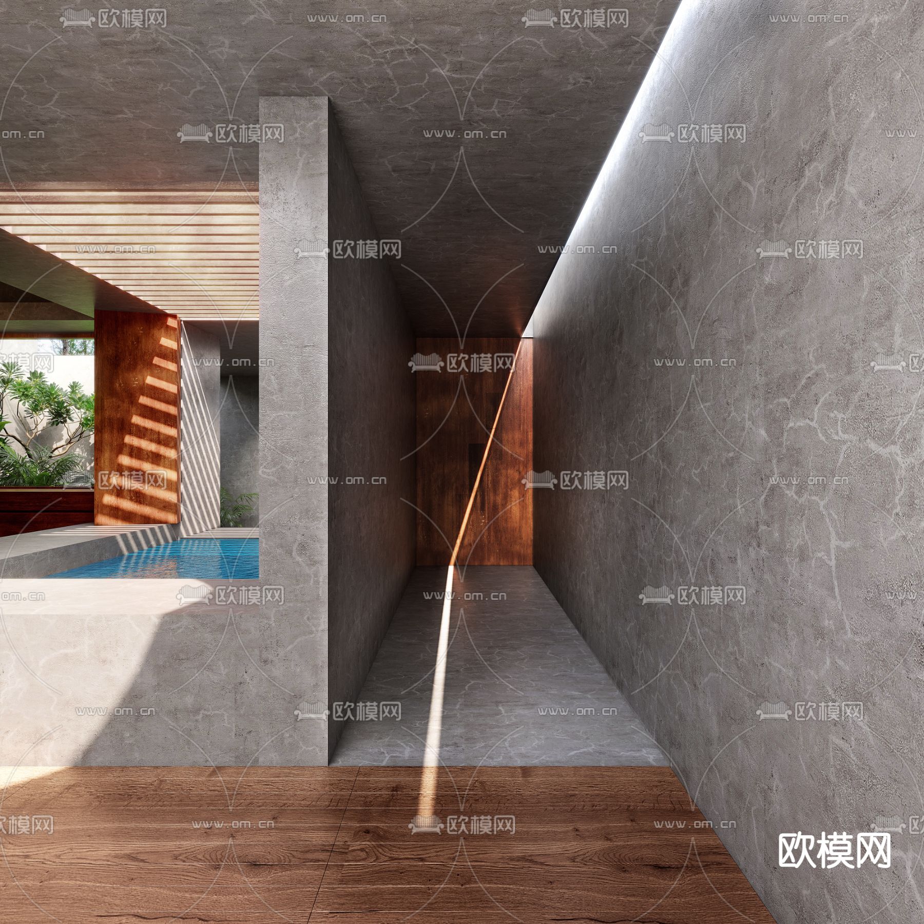 侘寂总经理办公室3d模型下载（渲染图2）