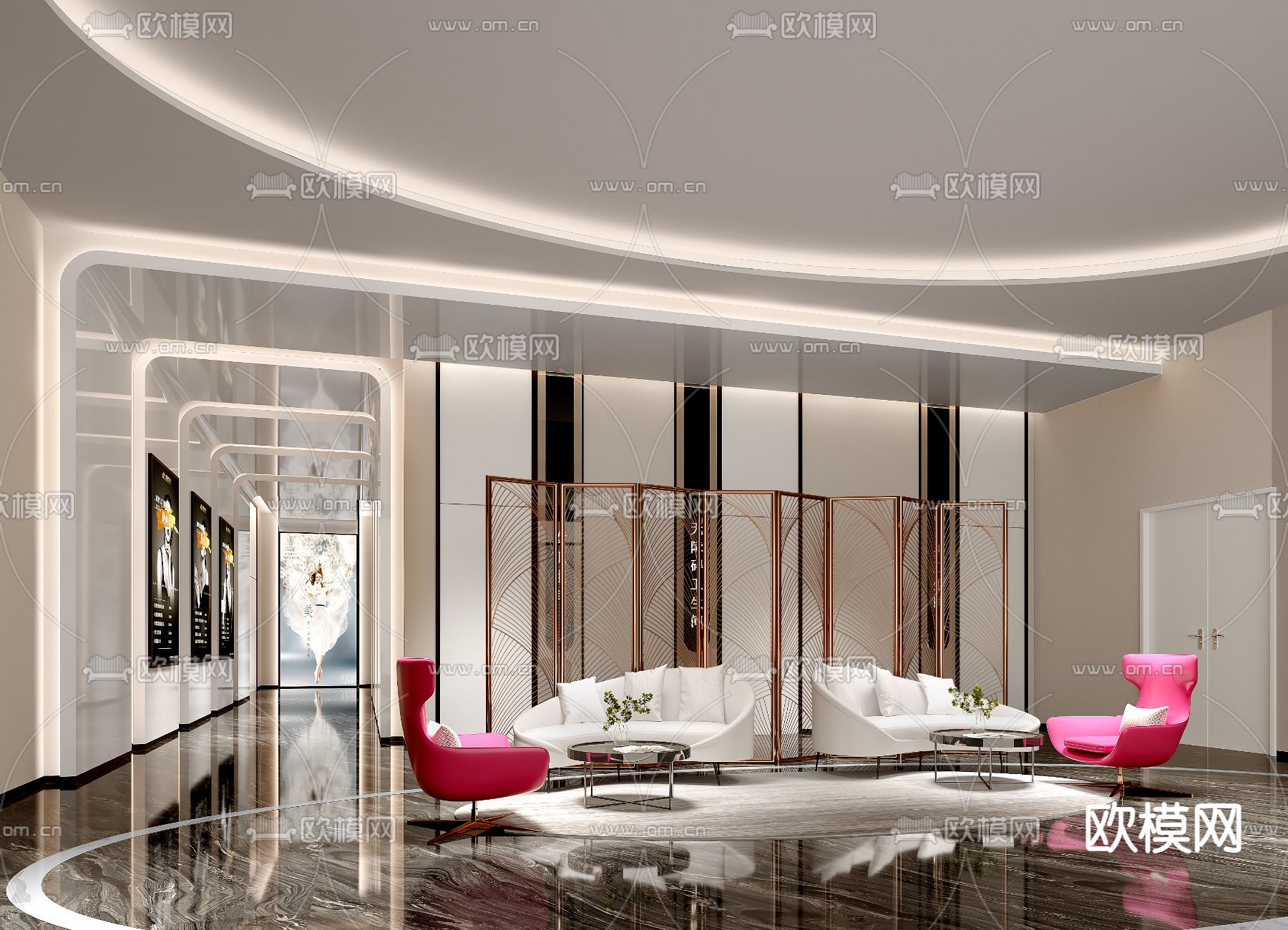 现代医院休息区免费3d模型下载