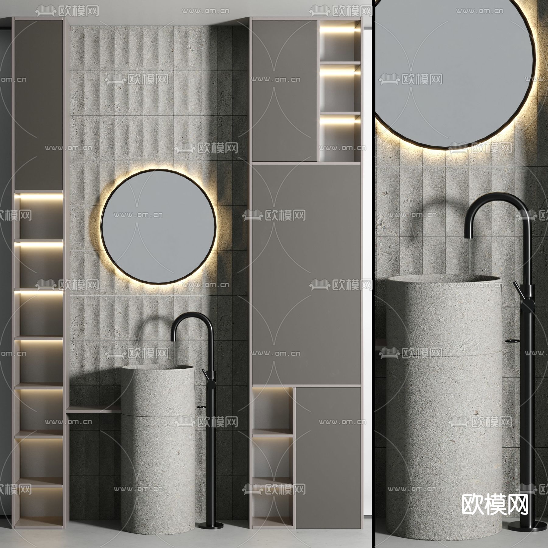 现代立柱式洗手台3d模型