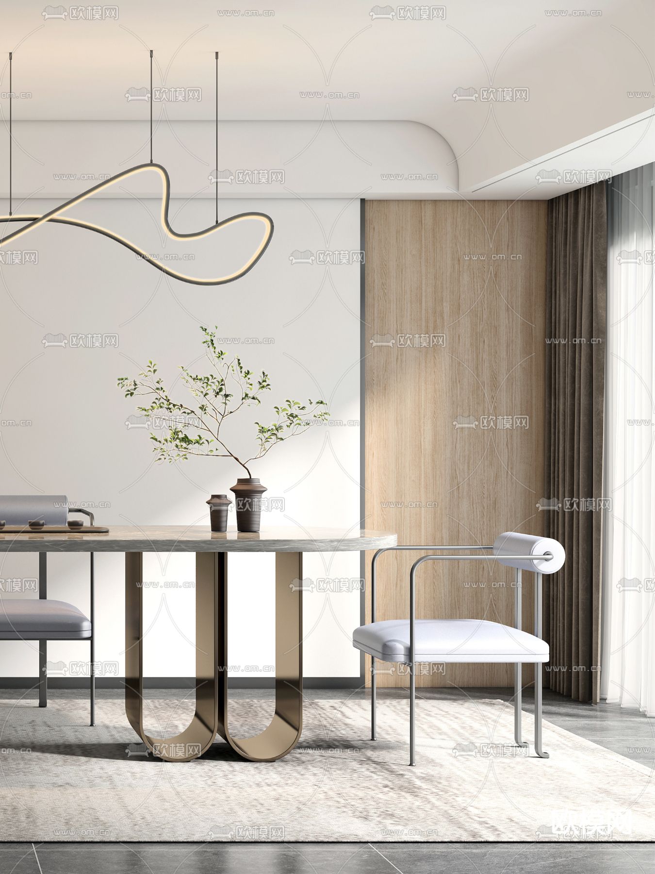 现代茶室3d模型下载（渲染图3）