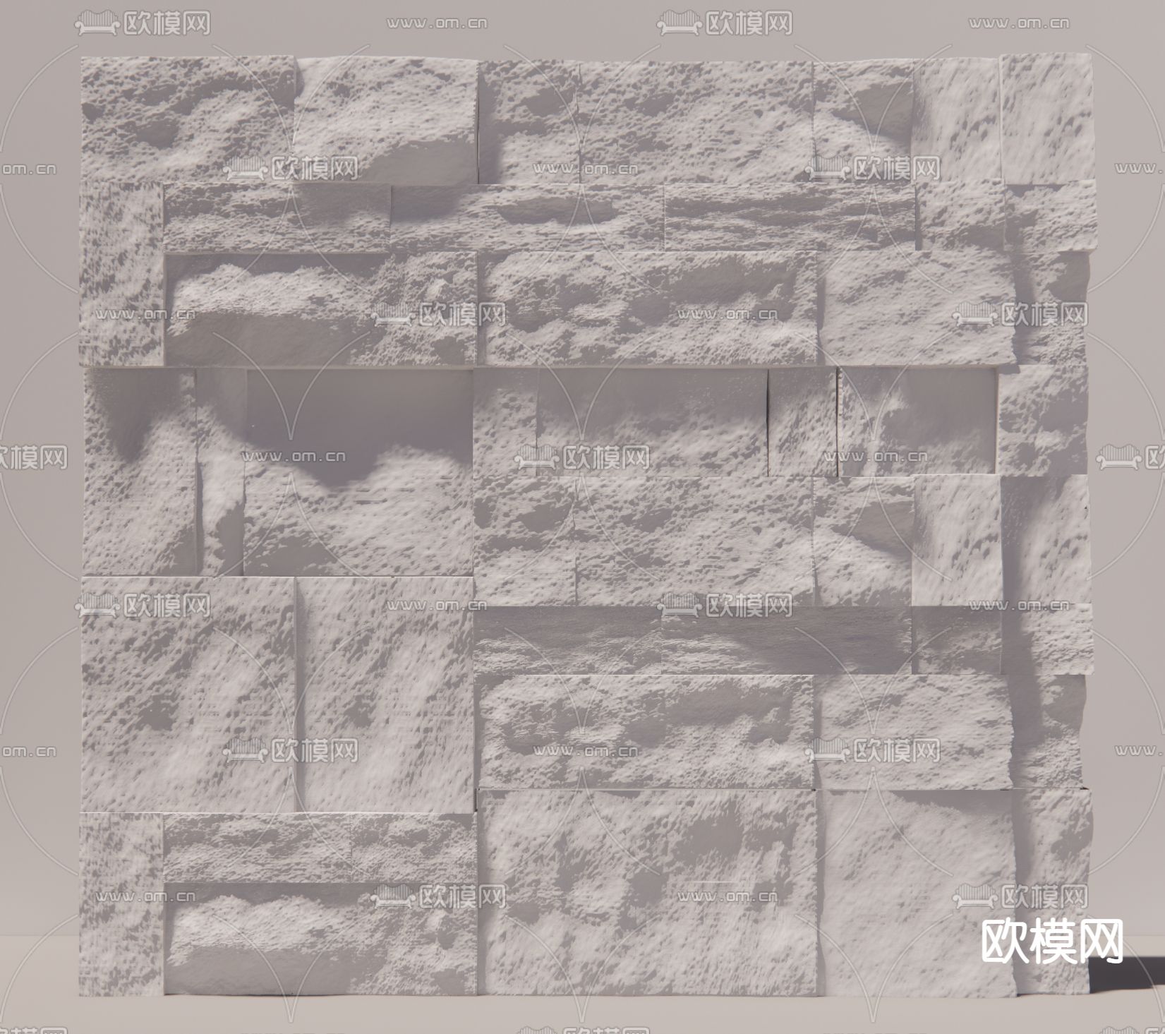 现代毛石背景墙su模型下载（渲染图2）
