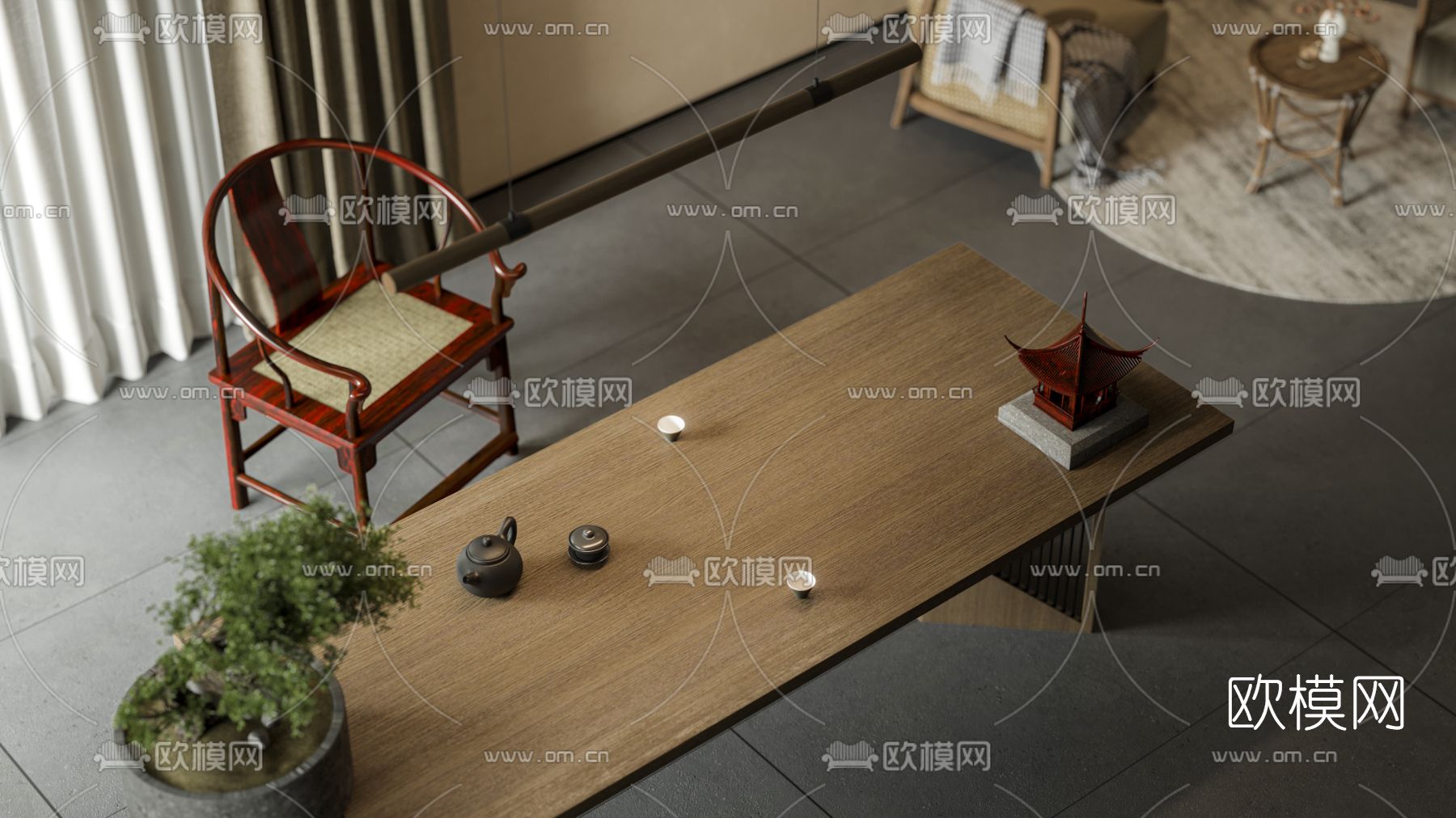 侘寂茶室3d模型下载（渲染图3）
