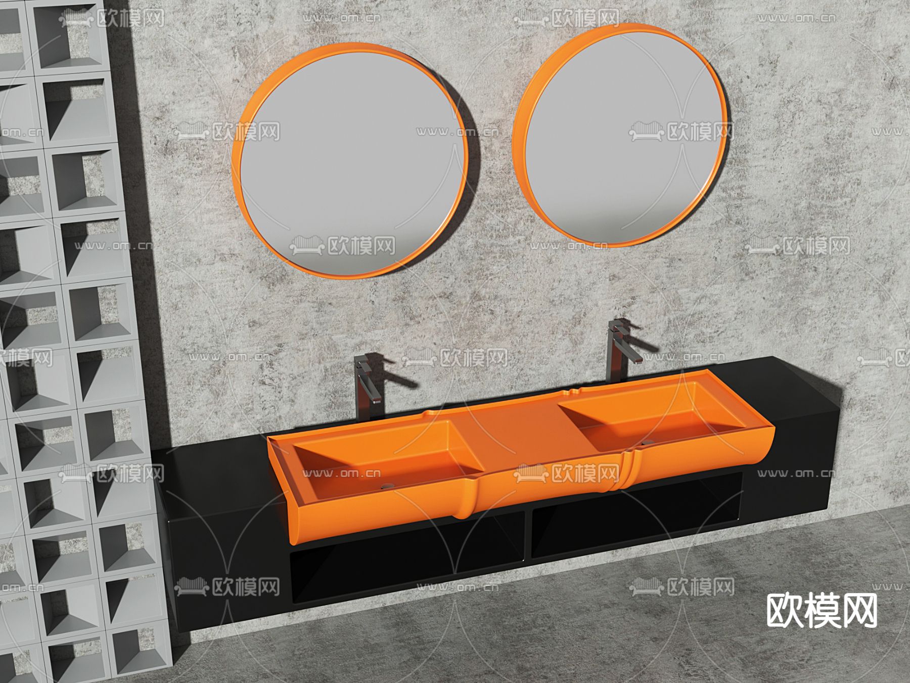 工业风洗手台3d模型下载（渲染图2）