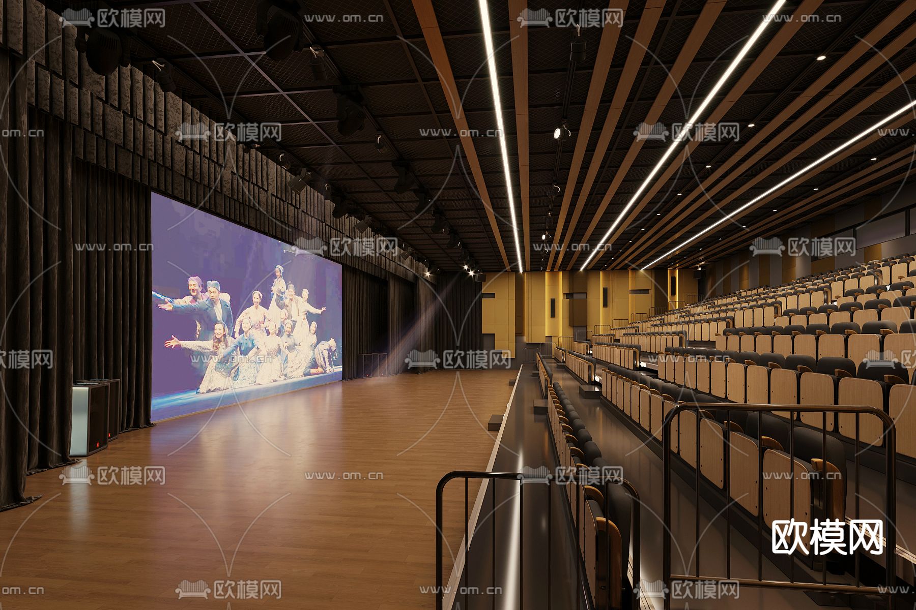 现代电影院放映厅3d模型
