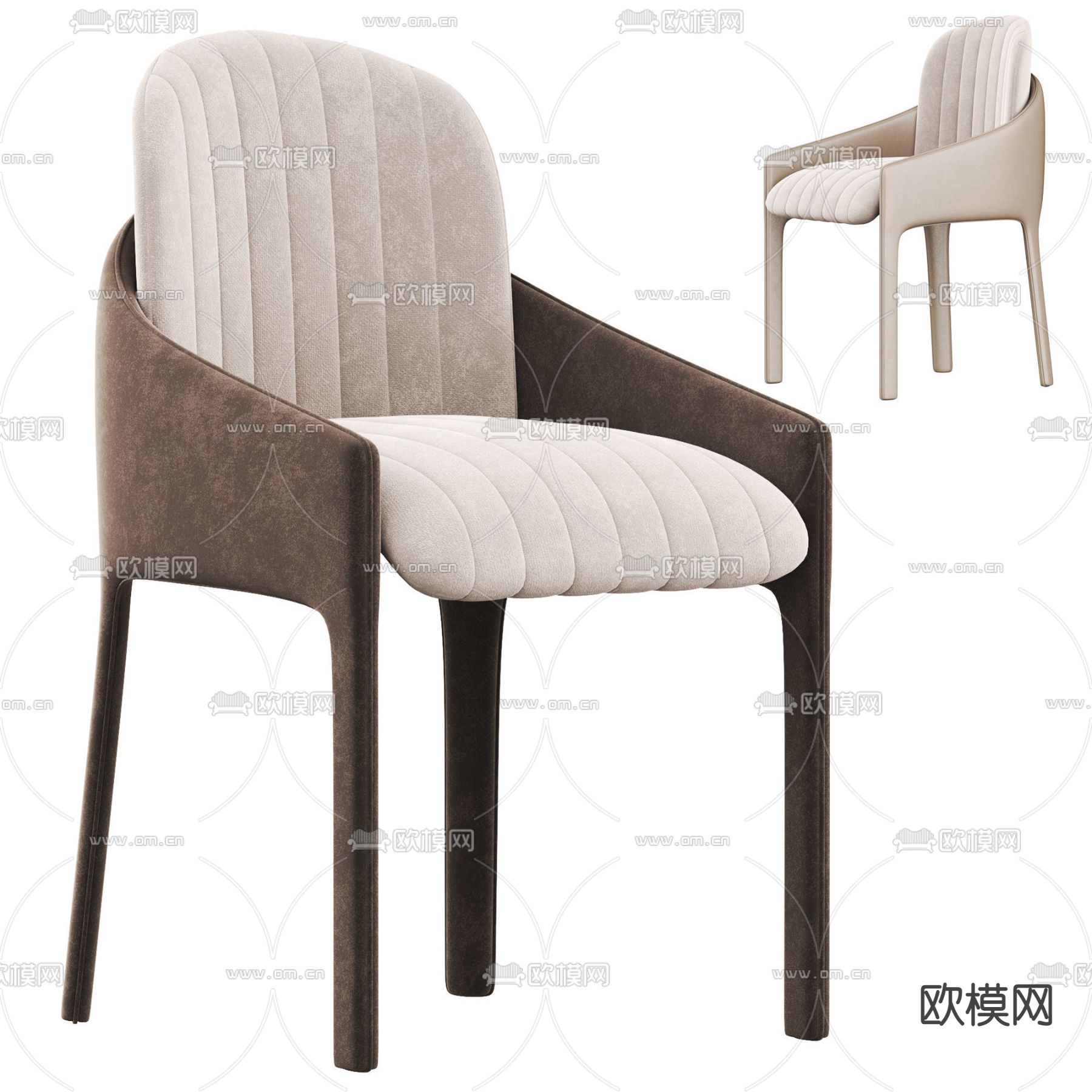 现代绒布单椅su模型