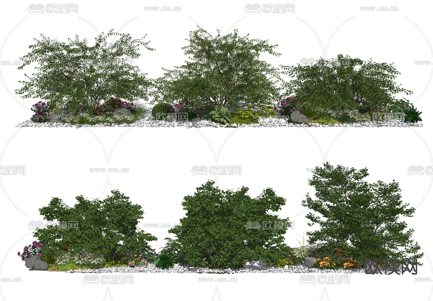 现代矮灌木su模型下载