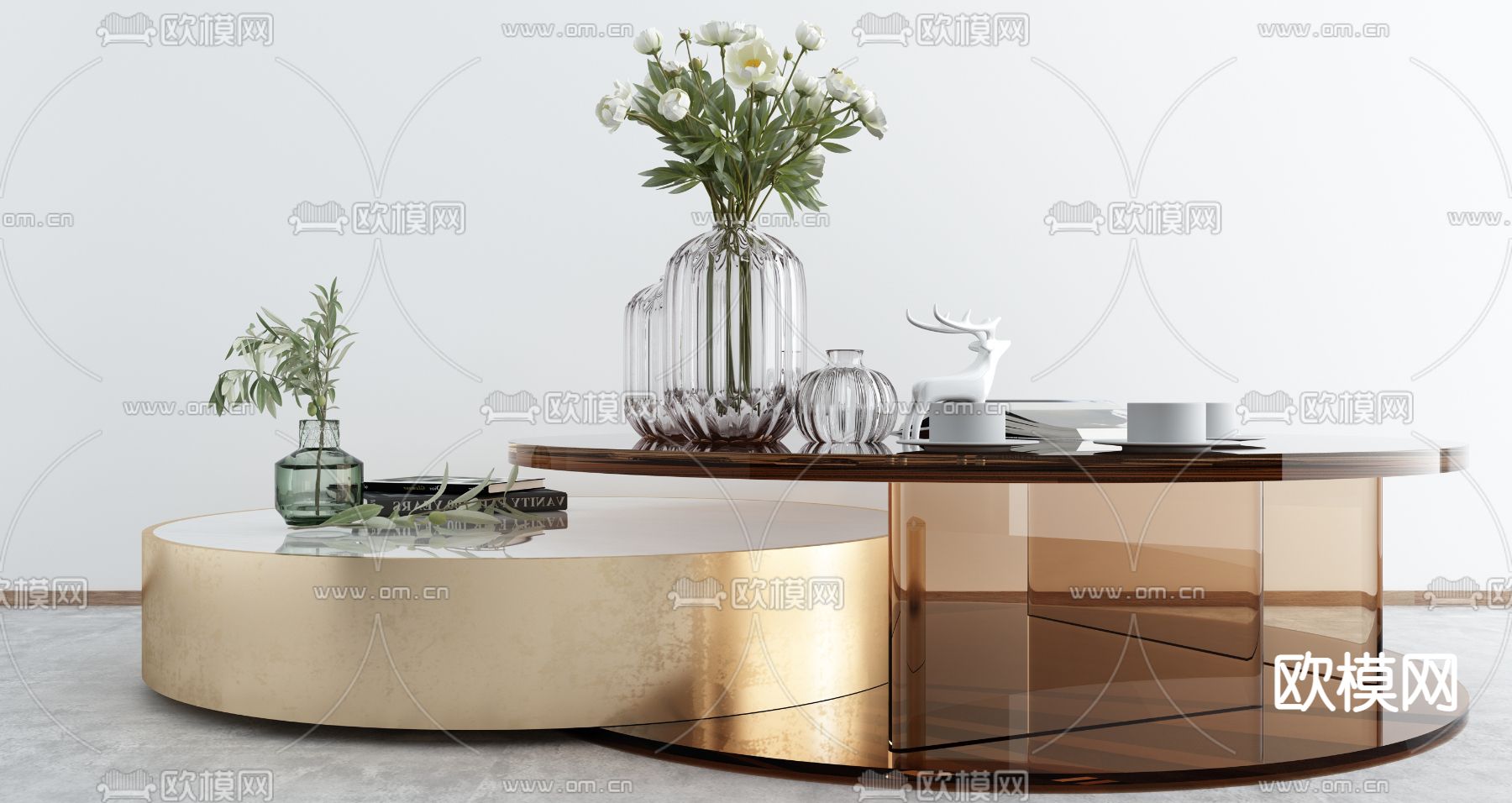 现代亚克力子母茶几3d模型下载