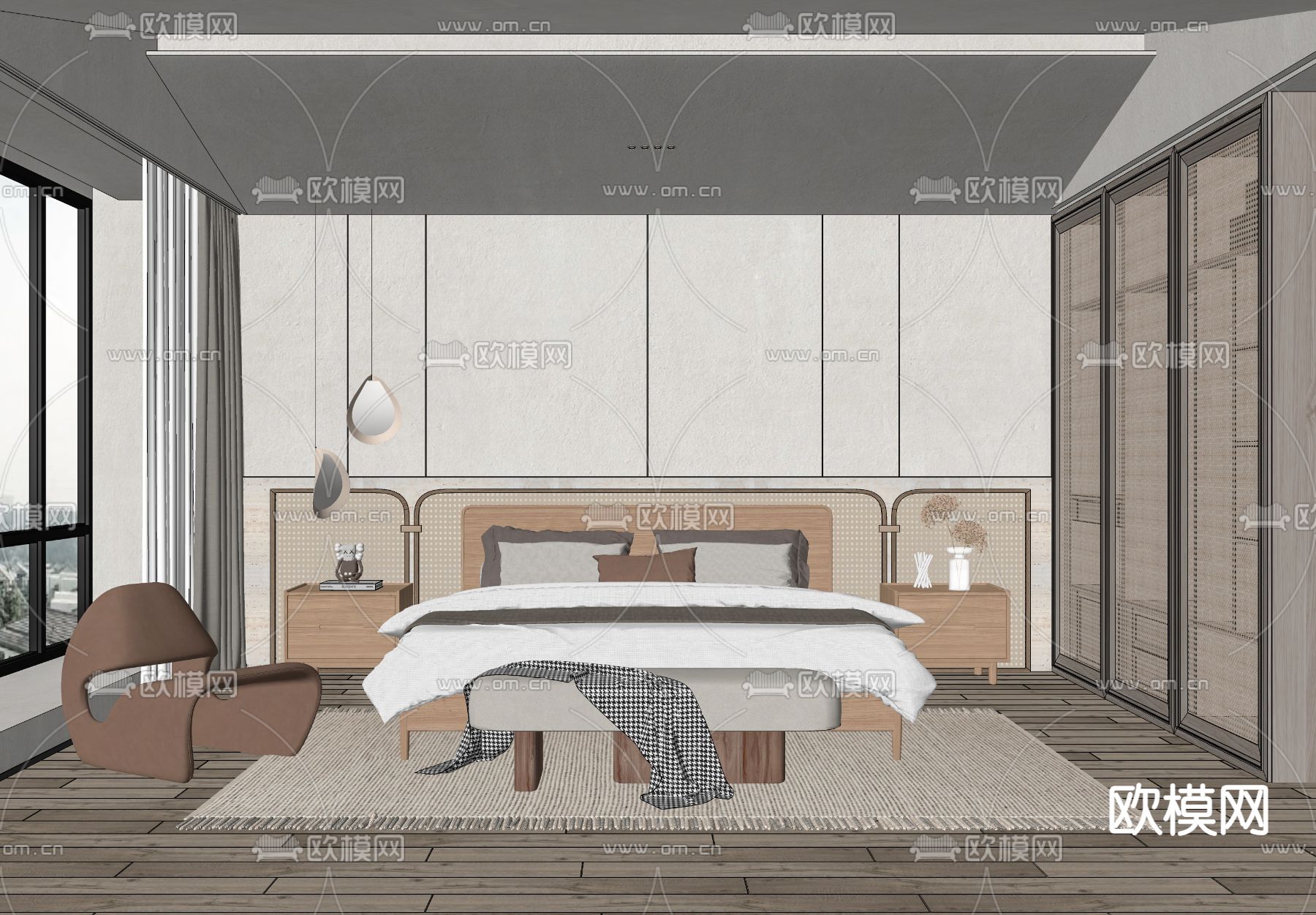 侘寂风卧室su模型