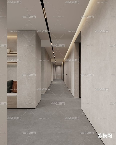 现代敞开式办公区3d模型下载(渲染图5)