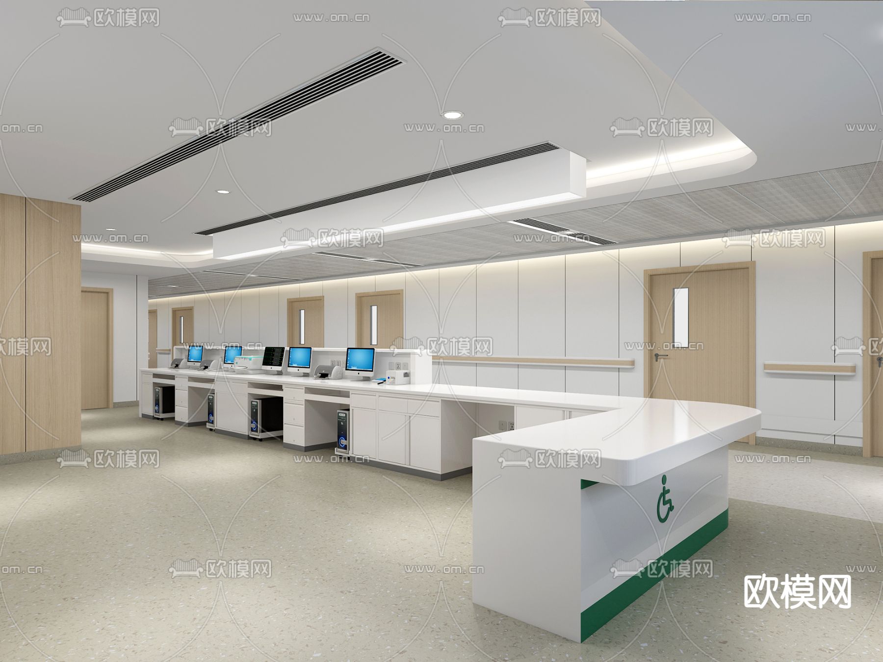 现代医院住院部免费3d模型下载（渲染图1）