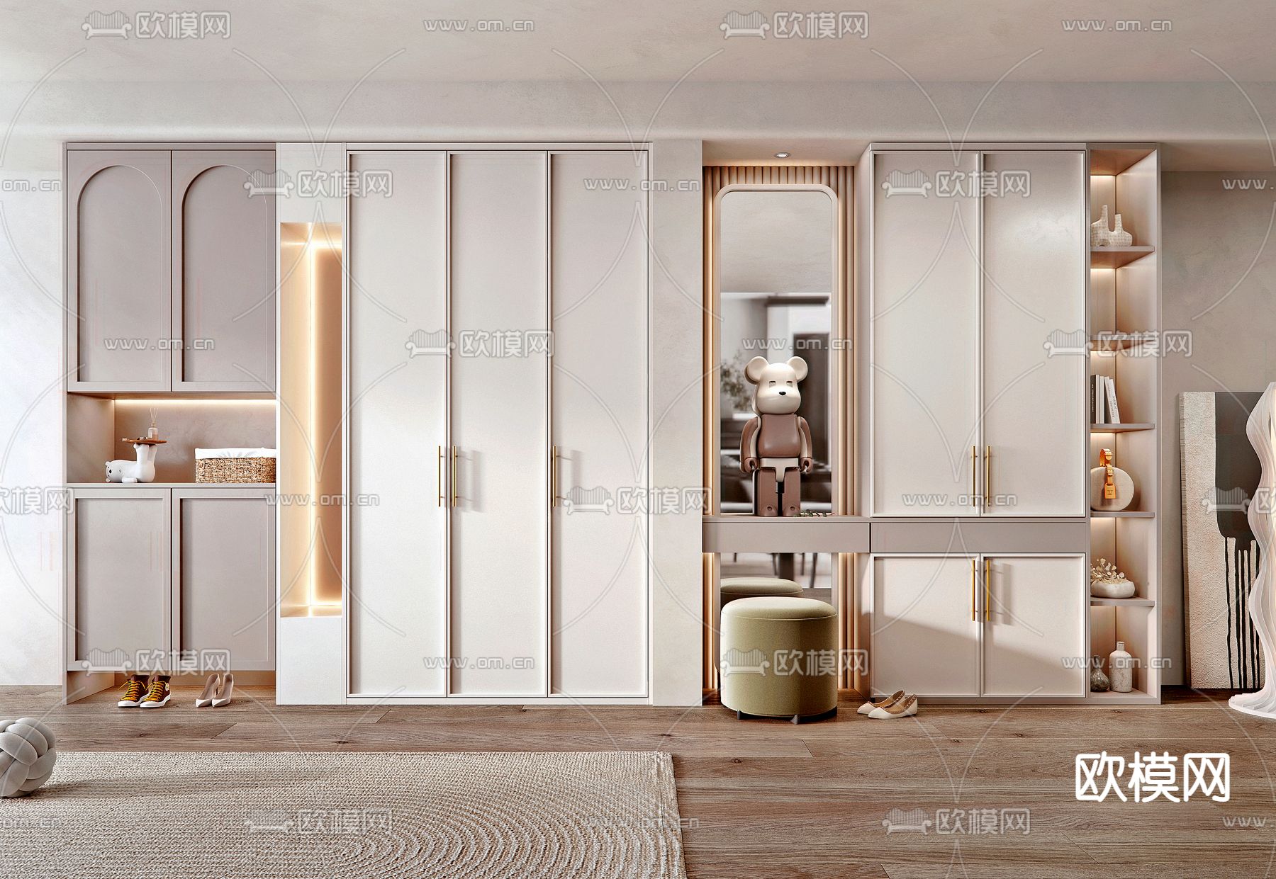 简欧玄关鞋柜3d模型下载