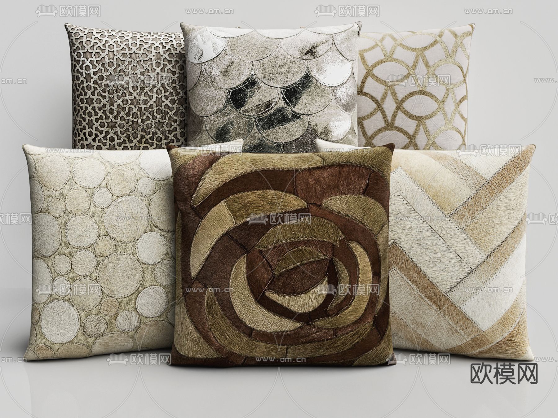 现代布艺抱枕3d模型下载