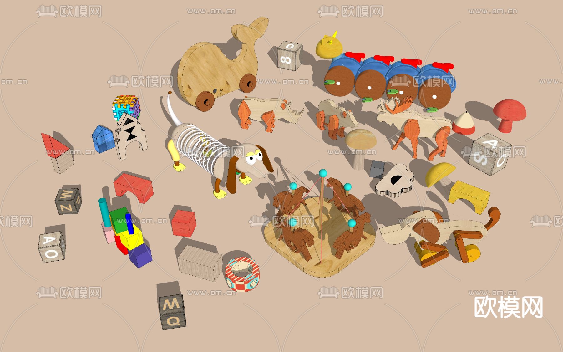 现代儿童积木玩具su模型下载（渲染图2）