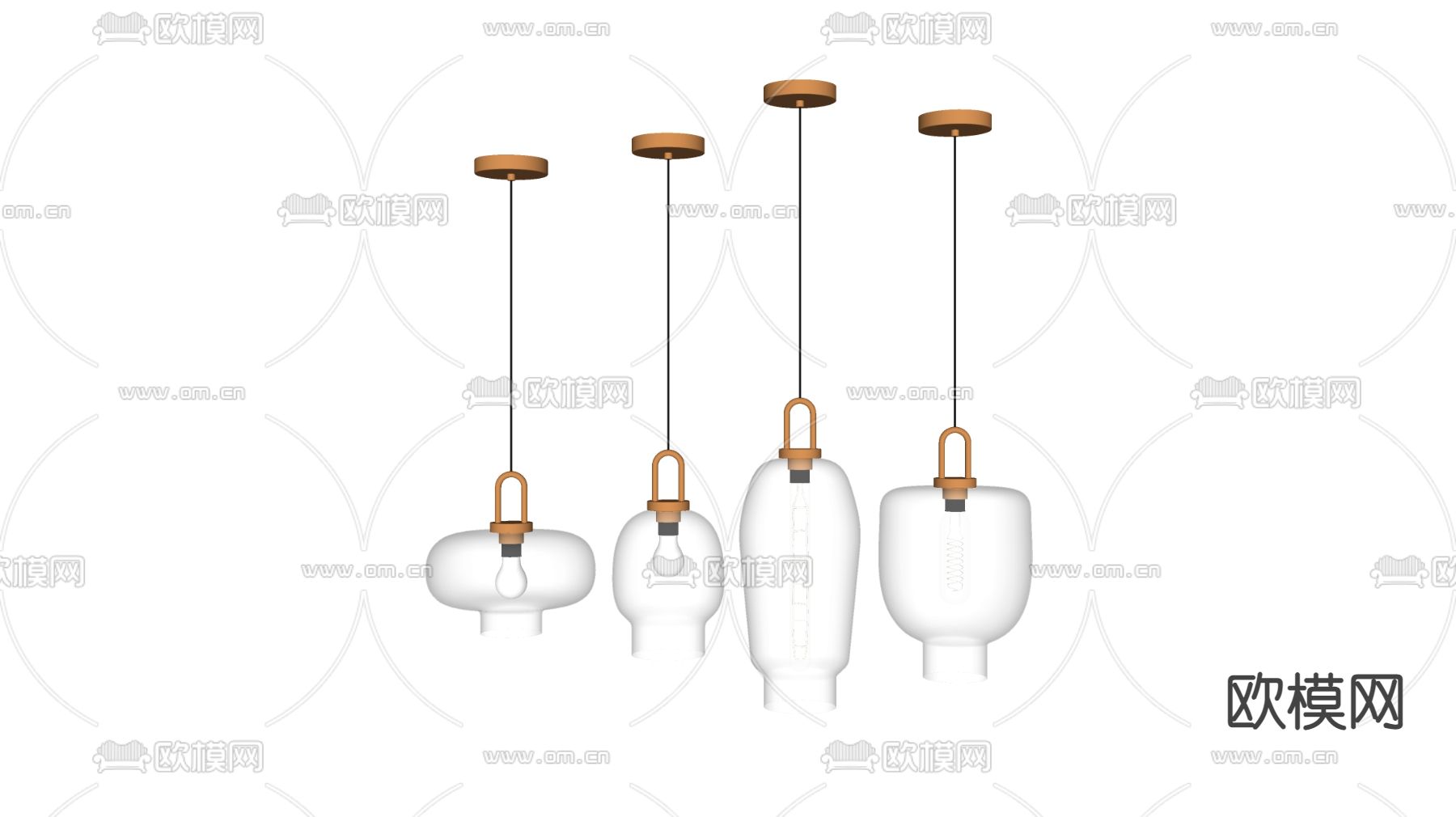 现代玻璃吊灯su模型下载（渲染图2）