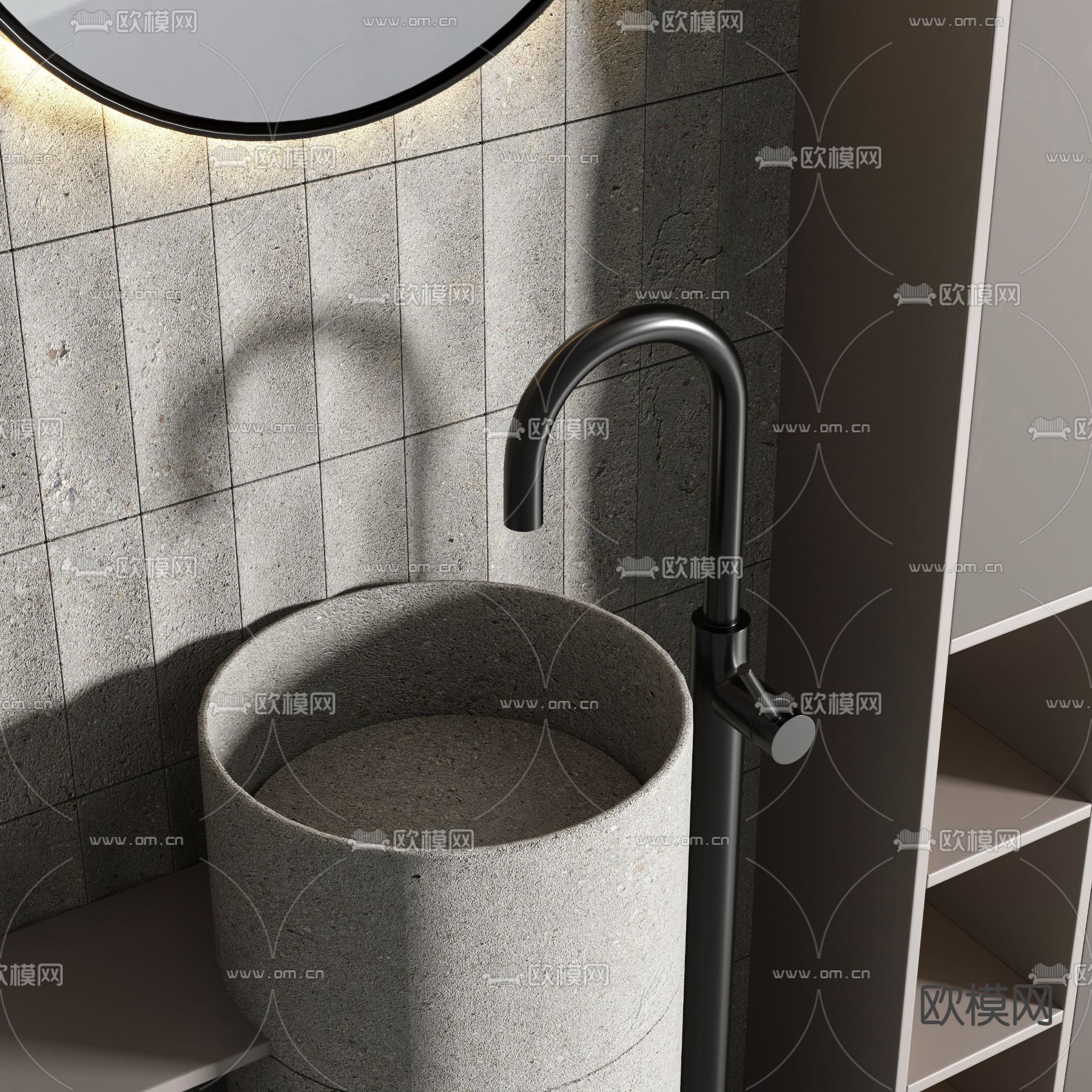现代立柱式洗手台3d模型
