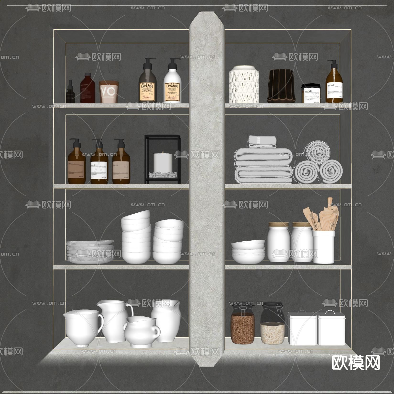 现代洗浴用品su模型下载（渲染图2）