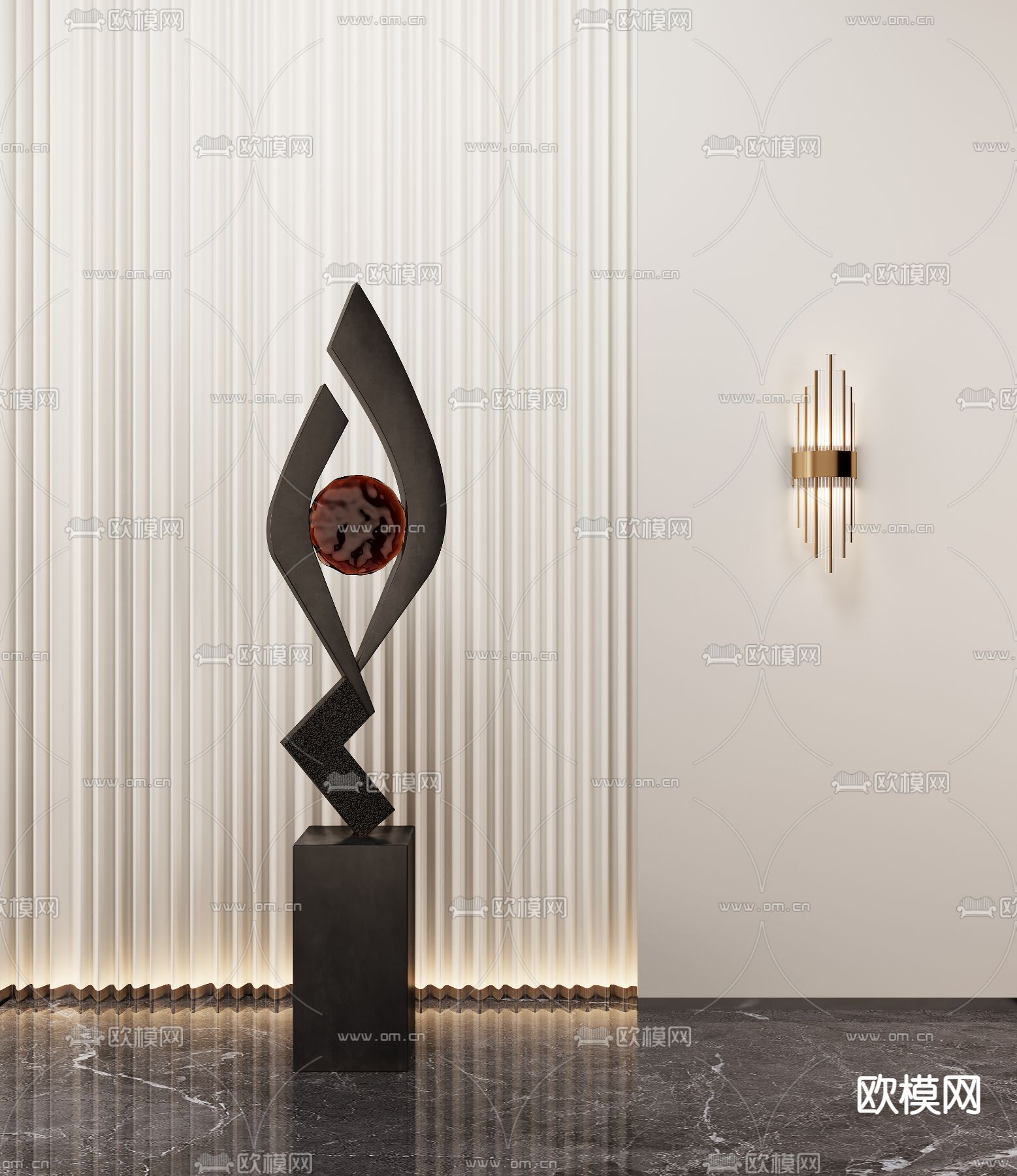 现代金属艺术雕塑3d模型下载