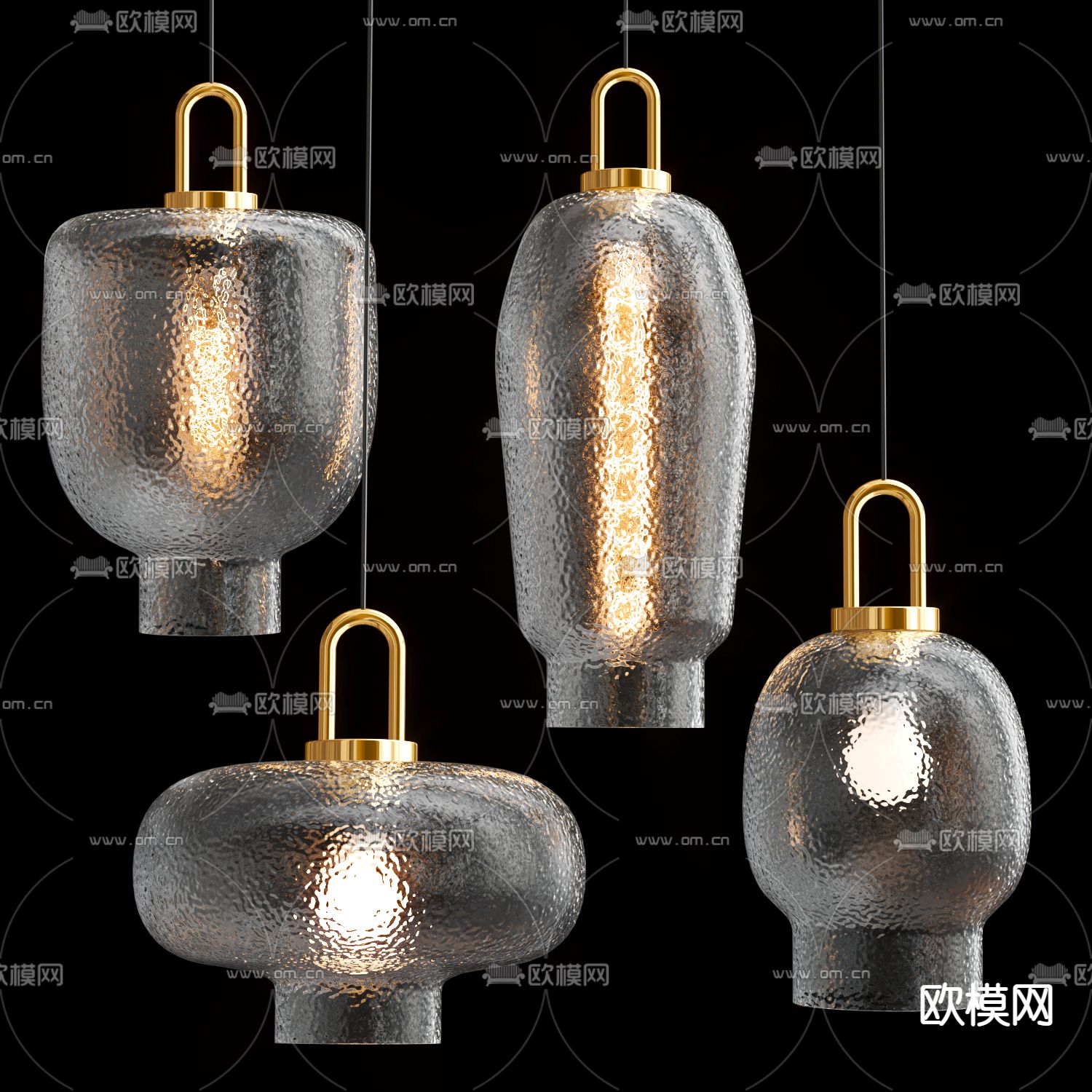 现代玻璃吊灯su模型下载（渲染图1）