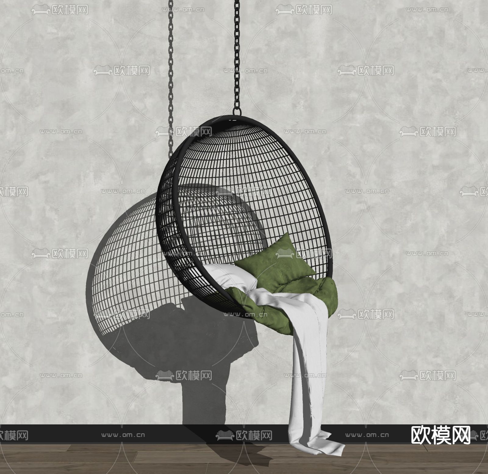 现代藤编吊椅su模型