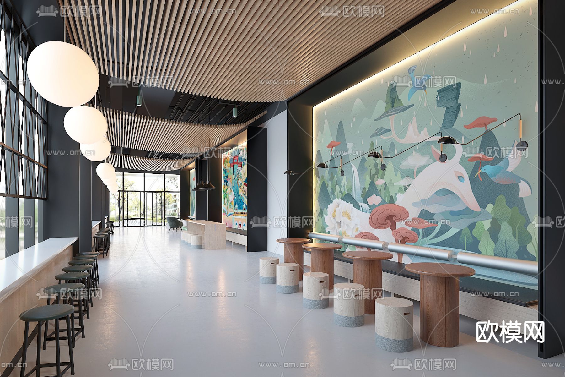 现代办公室休息区3d模型