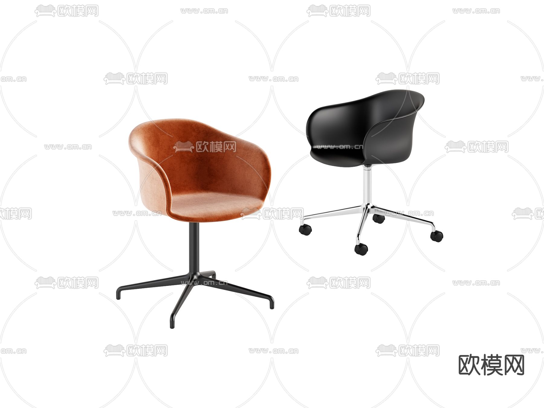 现代办公转椅班前椅3d模型下载