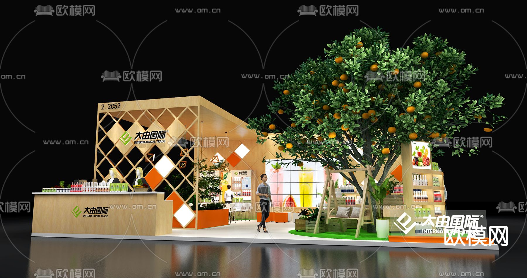 现代展厅免费3d模型下载（渲染图1）