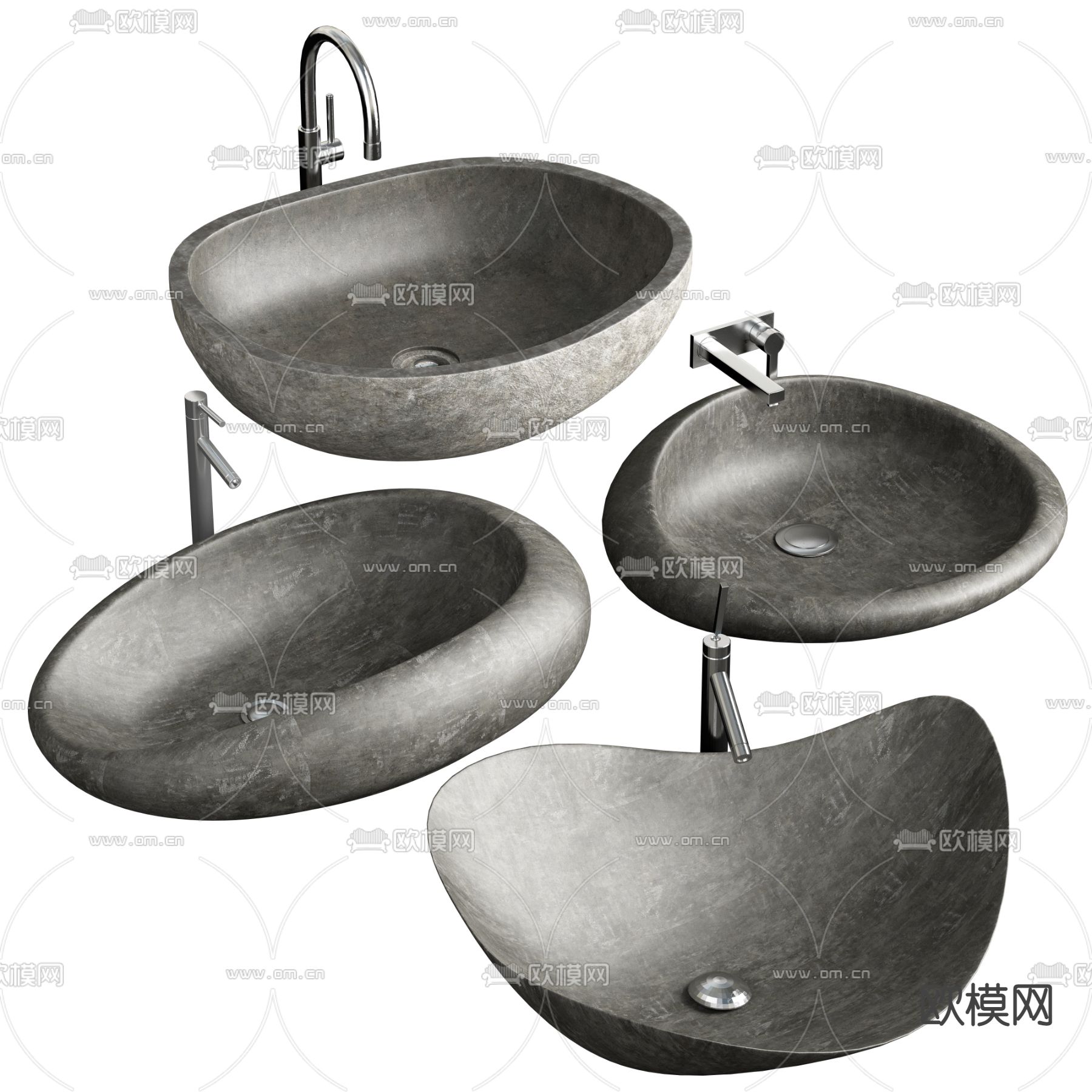 侘寂风洗手台盆3d模型下载